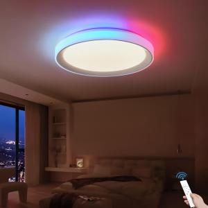 16 Inch Natural Light Spectrum Ceiling Light - 40W RGB Color Changing LED Panel with IR Remote Control for Bedroom, Gaming Room & Gym