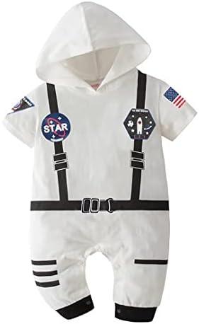 OLLULL Baby Astronaut Costumes, Unisex Toddler Space Suit, Halloween Dress Up Romper Pilot Costume(White,12-18 Months)