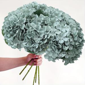 AVIVIHO Sage Green 7Pcs Hydrangea Artificial Flowers Realistic Full Fake Hydrangeas Flowers with 17.5'' Long Stems Realistic Silk Hydrangea for Home Room,Wedding,Party,Spring Easter Decor