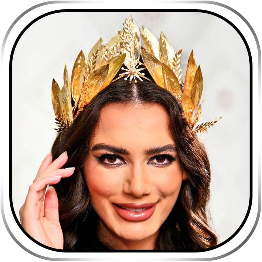 Sixexey Gold Leaf Crown Greek Goddess Crown Tiara Bridal Princess Costume Hair Accessories for Women
