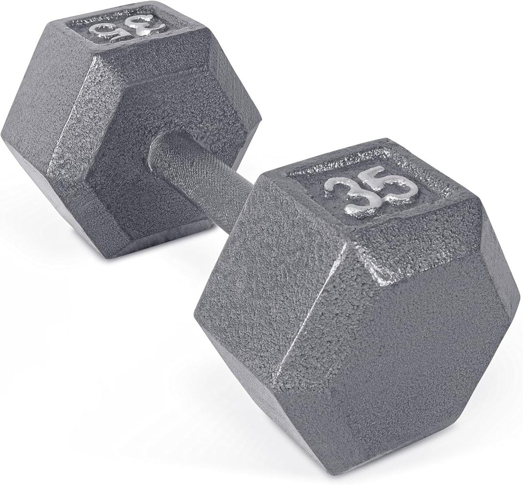 CAP Barbell Cast Iron Hex Dumbbell | Multiple Options (35 lb, Gray, Single)