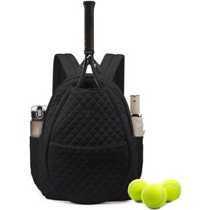 Sucipi Tennis Bags for Women, Quilted Tennis Racket Bag Backpack for Tennis Racquet, Pickleball Paddles, Badminton (Medium, Black)