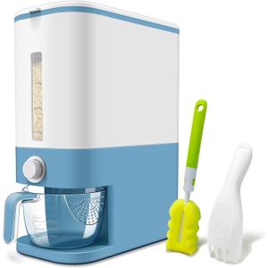 22-25 Lbs Rice Dispenser, Large Cereal Dry Food Storage Containers with Measuring Cup,BPA-Free Household for Kitchen Pantry Organization-Blue