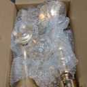 2 PCS Kehail Crystal Table Decoration Gold Candle Holder with Pendant, 5 Arm Candelabra Holder Beautiful Hollow Engraved Table Centerpiece for Christmas, Thanksgiving, Weddings, Holiday Parties