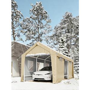 13 x 20FT Waterproof UV-Resistant Carport with Roll-Up Windows and Removable Sidewalls & Doors -Portable Garage Shelter with Ground Anchors - Heavy Duty Steel Car Tent for Car, Truck