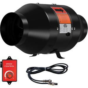 4 Inch Inline Duct Fan with Speed Controller - EC Motor Ventilation Exhaust Fan for Heating Cooling Booster, Grow Tents, Hydroponics, NSK/SKF bearings, ETL Listed
