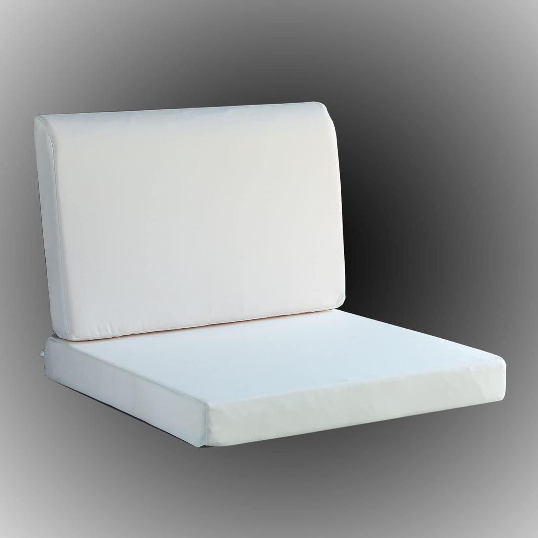 Patio Chair Cushions with Back Cushion Non Slip Bottom Waterproof Square Outdoor Chair Cushions with Ties for Garden Swing Furniture 24 x 24 Inch, White