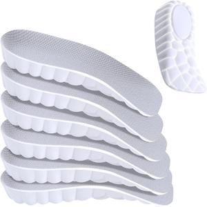Glitopper 3 Pairs Orthopedic High Pads 2.0 Height Increase Insoles Arch Support Insoles 4d Cloud Elastic Height Cushions for Men Women Relief Plantar Fasciitis and Flat Feet(Grey,0.6 Inch)