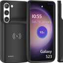 Galaxy S23 Battery case (6.1 inch) Qi Wireless Charging Compatible, 7000 mAh Extended Power Slim Protective Portable Charger Case Rechargeable for Phone Regular S23 5G - Black