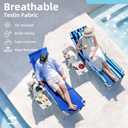 Yestomo 3-in-1 Sun Tanning Chair with Face Holes, Breathable Chaise Lounge Chair Outdoor, 5-Position Recliner, Lay Flat, Folding Side Table, Removable Pillow, Max 330lbs, Beach, Patio, Camping, Blue