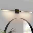 47 Inch Bathroom Light Fixtures, 28W 3CCT Dimmable Black and Gold LED Vanity Lighting Fixtures Over Mirror, 360 Rotatable Modern Bathroom Vanity Light Bar, AD-W9465-L120-BK