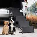 Dog Car Ramp - Portable 5-Step Aluminum Dog Stairs with Non-Slip Surface, Supports up to 250 lbs,17.3" Wide Foldable Dog Steps for Cars, SUVs, High Beds, and Trucks