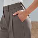 LILLUSORY Wide Leg Dress Pants Women's High Waisted Dressy Trousers (Beige, L)