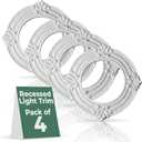 Renovators Supply Manufacturing White Recessed Ceiling Medallion Decorative Light Rosette High Density Polyurethane Foam Ornate Lighting Trim Water Resistant Ceiling Moulding ID 6" X OD 10" Pack of 4