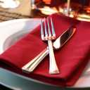 PLOYMONO Red Heavy Duty Cloth Napkins - 17 x 17 Inch Solid Washable Polyester Dinner Napkins - Set of 8 Napkins with Hemmed Edges - Great for Weddings, Parties, Banquets Dinner & More