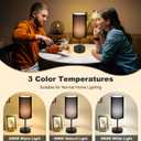 Unicozin Table Lamp for Bedroom, 3 Color Temperatures, 7 RGB Colors, Adjustable Brightness, Dual USB Charging Ports, Ambience Nightstand Light with Black Shade, Desk Lamp for Kids Reading Home Office