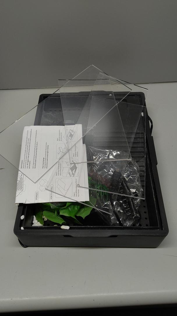 GOZILLA Small Turtle Tank Kit+Water Pump+Lamp, Acrylic Turtle Tank Starter Kit with Adjustable 5W Water Pump and Timing/Dimming Lamp, MultiFunctional Area for Small Turtles(Black Kit).