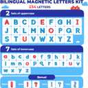 JoyCat Bilingual Magnetic Letters Kit 255 Pcs – Spanish & English Foam Alphabet Set with Double-Side Magnet Board, ABC Learning for Kids Spelling, Phonics & Language Practice, Large