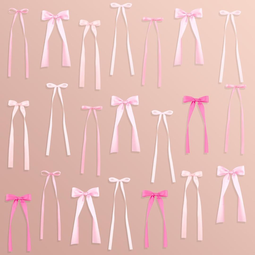 48Pcs Pink Bow Decor, Bow Wall Decor Ribbon Bows Decorations for Party Bridal Shower, Bachelorette Party, Wedding Backdrop, Birthday, Baby Shower, Women Girls Room Bedroom Wall Decoration