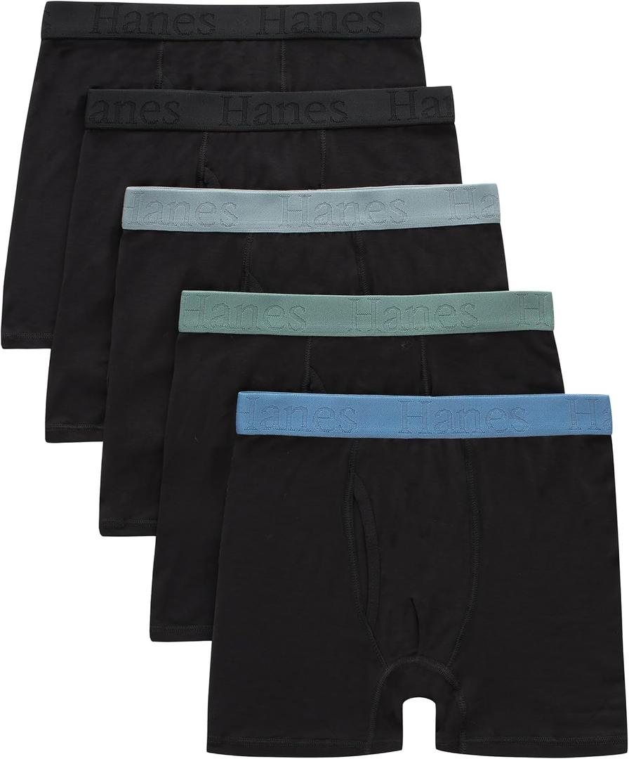boys Hanes Originals Ultimate Supersoft Boys' Boxer Brief Underwear, Assorted, 5-pack (Small, Black)