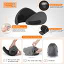 Travel Neck Pillow 3 in 1 with Heating and Massage, Memory Foam Cervical Pillow, 360º Ergonomic Design, Asymmetrical Sides Wireless Portable for Airplane Car Office, Skin-Friendly Cover