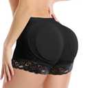 KIWI RATA Womens Butt Lifter Padded Lace Panties Enhancer Underwear (Large, Black)