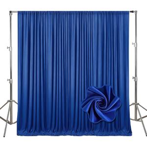10Ft x 7Ft Deep Blue Backdrop Curtains for Parties, Polyester Fabric Backdrop Drapes with Rod Pockets for Weddings, Birthday, Halloween, Photography, Christmas Party Background Curtain, 2 Panels