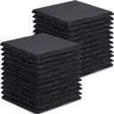 24 Pieces Slate Drink Coasters, GOH DODD 4 Inch Black Coasters Stone Coaster Set, Laser Engraving Blanks with Anti-Scratch Bottom for Home Office Kitchen Housewarming Gifts Wedding Party, Square