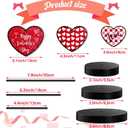 2 x BBTO 3 Pcs Valentine's Day Heart Wooden Sign Rustic Valentines Table Decorations Farmhouse Holiday Table Centerpiece Heart Tiered Tray Home Decor for Party Mantle Shelf