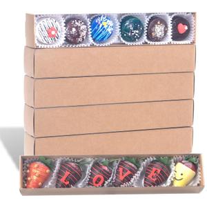 15Pack 12x2.2x2 Inches Chocolate Covered Strawberry Boxes for 6, Bakery Boxes for Macaron, Truffle, Cocoa Bombs, Cookies, Chocolate Covered Oreos, Mini Cupcakes, Cake Balls &Party Favorite (Brown)