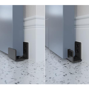 Sure-Loc Sliding Barn Door Bottom Floor Guide,U Shape,Flexible Adjustable Fit Distance,Flush Flat Bottom Design,Wall Mount System,for Door & Cabinet,Black 