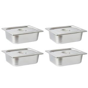 4 Pack Hotel Pan,4-Inch Deep Steam Table Pan 1/2 Half Size with Lid,Commercial Stainless Steel Pans for Restaurant Food Pans Buffet Party Supplies