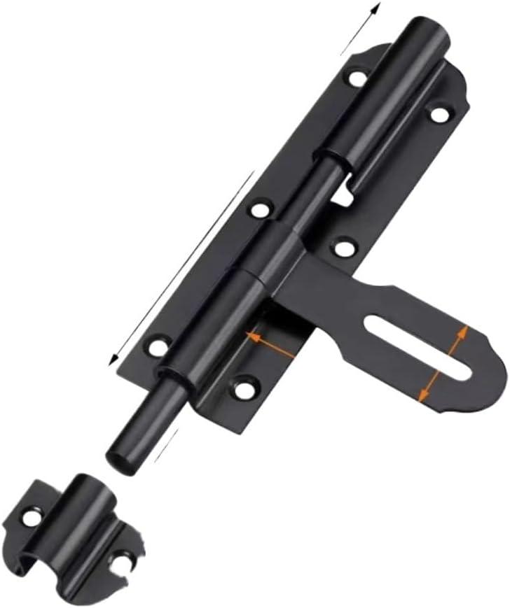 Sliding Door Lock,Door Lock Bolt,2pcs 4''/6''/8''/10''/12'' Set Barrel Right Bolt Lock Door Safety Lock Window Door Bolt Door Latch with Lock(Black,4'')