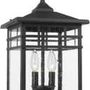 Outdoor Pendant Light Lantern for Front Porch, 10 Inch Large Black Exterior Hanging Chandelier Light Fixtures with Seeded Glass Shade for Patio, Garden, Backyard, Garage, Gazebo, Entryway, RZ009-H-Large