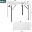 FDW 34" Square Outdoor Dining Table, Foldable Portable Plastic Folding Card Table with Built in Carrying Handle and Height Adjustable for Party and Wedding Use, White