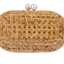 Women Acrylic Rattan Clutch Purse Rattan Woven Evening Bag Wedding Party Purse Summer Beach Wicker Shoulder Handbag