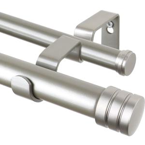 TONIAL1 Inch Double Curtain Rods for Windows 48 to 84 Inches, Heavy Duty Decorative Drapery Rod 32 to 86 Inches with Classic Cap Finial, Antique Silver