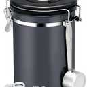 Mueller 2800ML Coffee Canister with Date Tracker&Transparent Window, 35OZ Coffee Container with 30ML Measure Spoon&4 co2 Valve, Coffee Bean Storage Container for Grounds Coffee, Beans, Tea(Black)