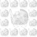 12 Pcs Baby Shower Mini Carriage Decoration White Goose Color Metal Wired Fillable Candy Stroller Baby Shower Table Centerpiece for Guest Gender Reveal Wedding Party Favor Gift