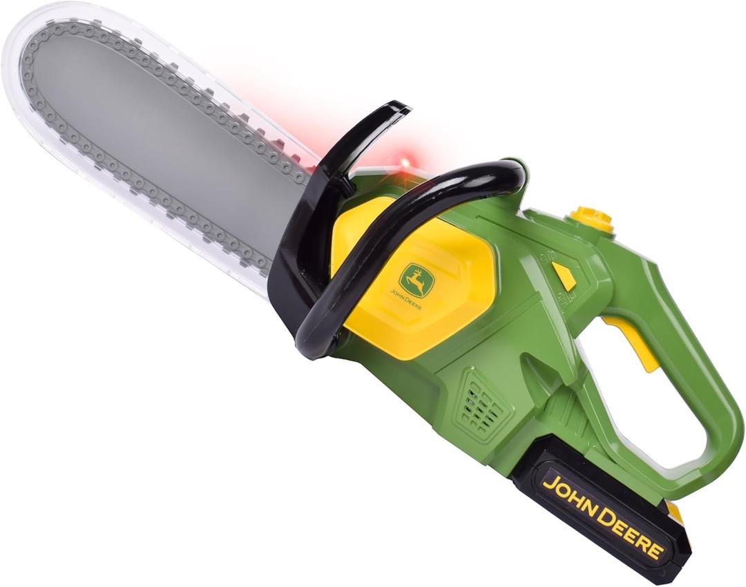 John Deere Power Tools Chainsaw Toy, Construction Tool with Lights and Sounds, Pretend Play Toy for Boys
