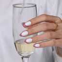 2 x Pink & White French Tip Press on Nails Easter - GJZEZ Soft Gel Almond Nail Press-On, Minimalist Elegant Fake Nails for Women Weddings Bridal Party | 16 Sizes - 32 pcs Reusable Nail, Blush French