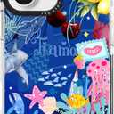 Voyage iPhone 16 Plus Case Pink Ocean Adventure Collage Pattern Military Grade Drop Protection Slim TPU with Camera Protection, Aesthetic Summer Design for Women Girls (BlueOctopus)
