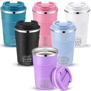 Skylety 6 Pcs Teacher Appreciation Tumbler Bulk Inspirational Thank You Gifts for Employee Staff Coworker 12oz Stainless Steel Insulated Mug Cups with Leak Proof Lids for Women Men Team(Inspiration)