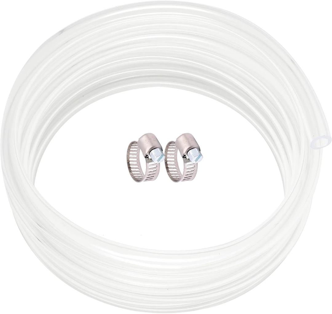 Clear Vinyl Tubing 5/16" ID  7/16" OD -25 Ft 60PSI,Flexible Plastic Tubing, BPA Free Non-Toxic, Multipurpose Hybrid Clear Reinforced Tube with 2 Screw Clamps