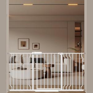 WAOWAO Baby Gate 52.76-62.2" Extra Wide Pressure Mounted Walk Through Swing Auto Close Safety White Metal Toddler Kids Child Dog Pet Puppy for Stairs, Doorways, Kitchen
