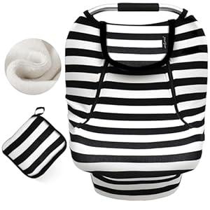 ACRABROS Car Seat Covers for Babies,All Season Infant Carseat Cover Canopy for Boys and Girls,Stretchy Adjustable Peeping Window with Mesh Cover,Warm Breathable Universal Fit,Clouds Sheep