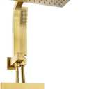Brushed Gold Shower System with 10Inch Rain Shower Heads with Handheld Spray Combo, Gold Shower Faucet Set with Rain Shower and Handheld, Gold Shower Head and Handle Set(Shower Valve Kit Included)