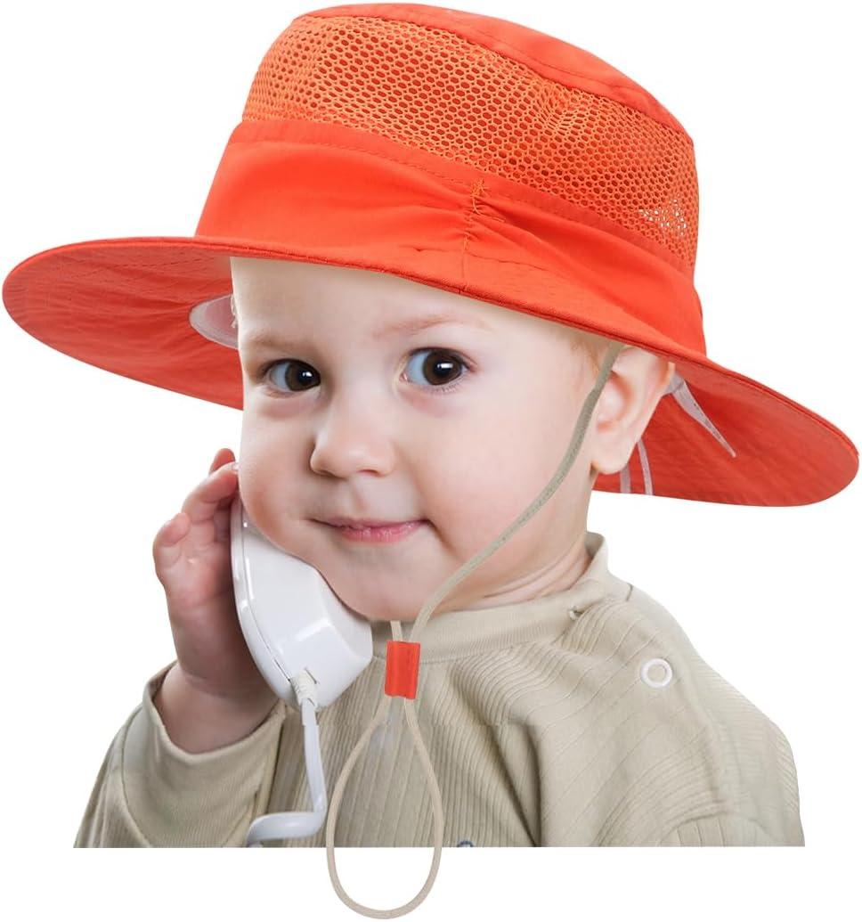Mesh Baby Girl Sun Hat, Outdoor UPF 50+ Sun Protection Infant Hats, Adjustable Summer Beach Bucket Hat (Small, 9)