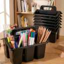 6 Pack Classroom Caddy Organizer with Handle, Table Caddy Classroom | 4 Compartments, 9×6.3×6.7 inches, Thick Durable PP Plastic, Built-in Handle, Stackable Design, for Classroom Desk Office Home