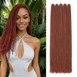 GUOHUI Micro Faux Locs Crochet Hair, 36 Inch 5 Packs Color Copper Red DIY Braids Straight Styles (36",350)